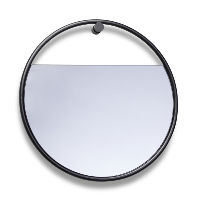 Runder Wandspiegel "Peek" von Northern mit schwarzem Metallrahmen und minimalistischem Design.